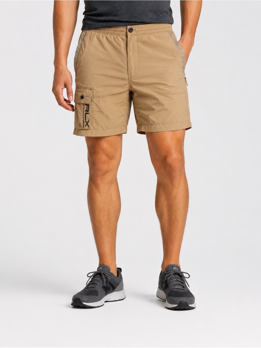 RLX Ralph Lauren Men’s Tan Performance Cargo Shorts Elastic Waist Size XL